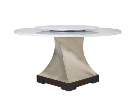 简·韵 大理石面单柱圆餐桌